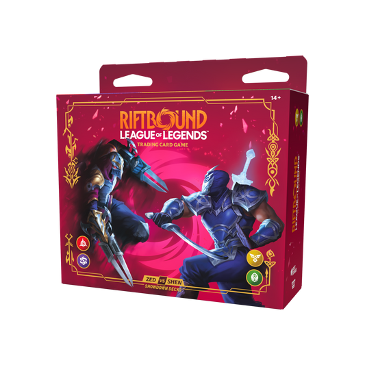 Mazos de Showdown de Zed vs. Shen de Riftbound: Vendetta, el juego de cartas de League of Legends  EN